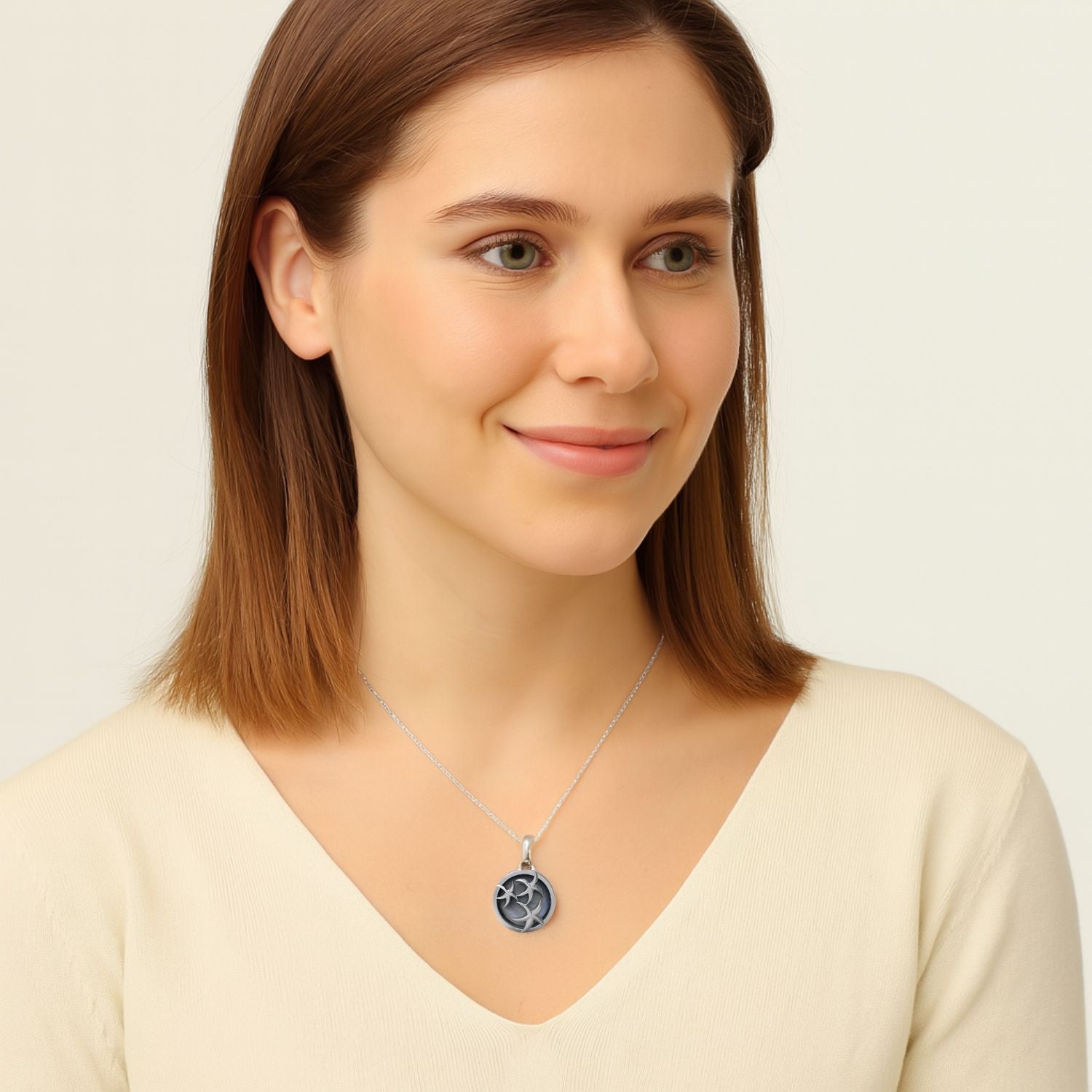 Collana con ciondolo celeste in pietra di luna - Argento Sterling