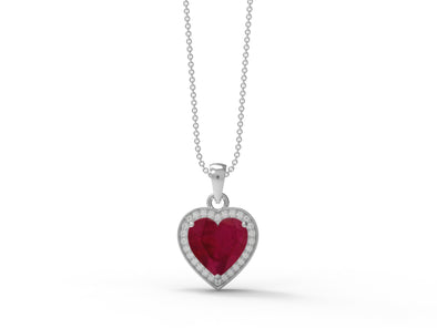 6mm Heart Shape Ruby 925 Sterling Silver Solitaire Women Love Wedding Pendant Necklace