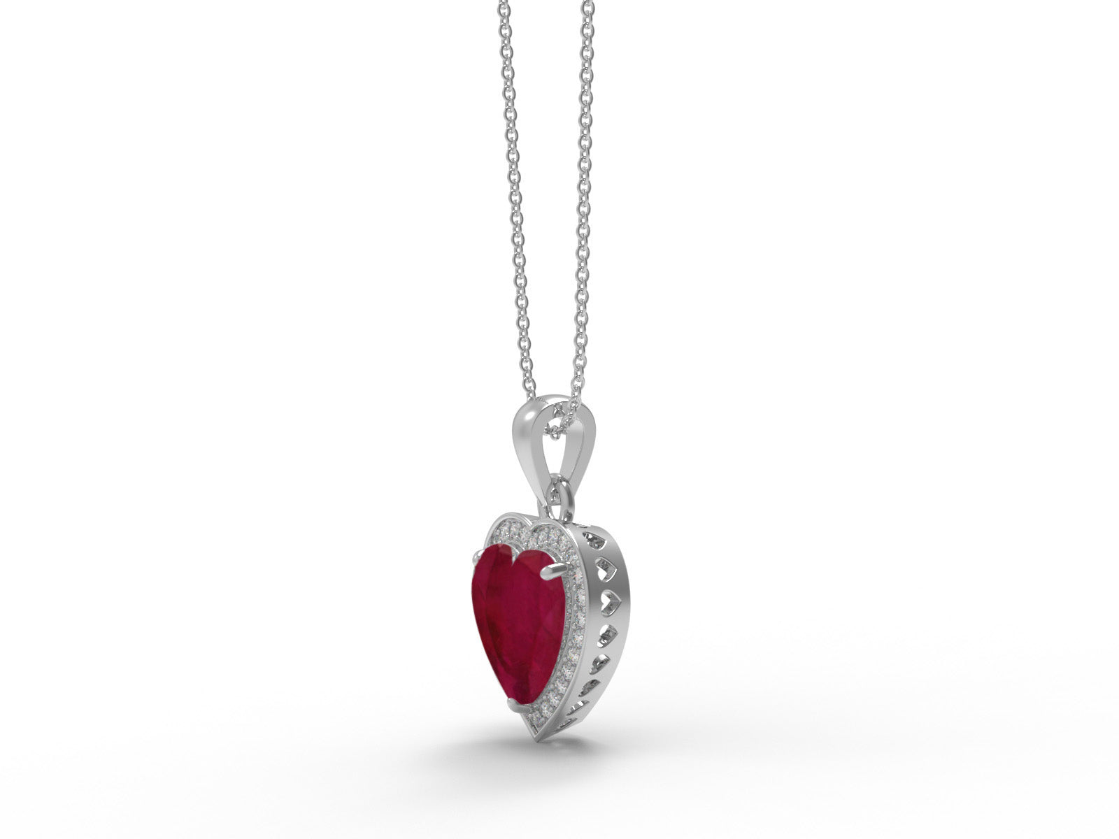 Heart Ruby 925 Sterling Silver Solitaire Love Pendant
