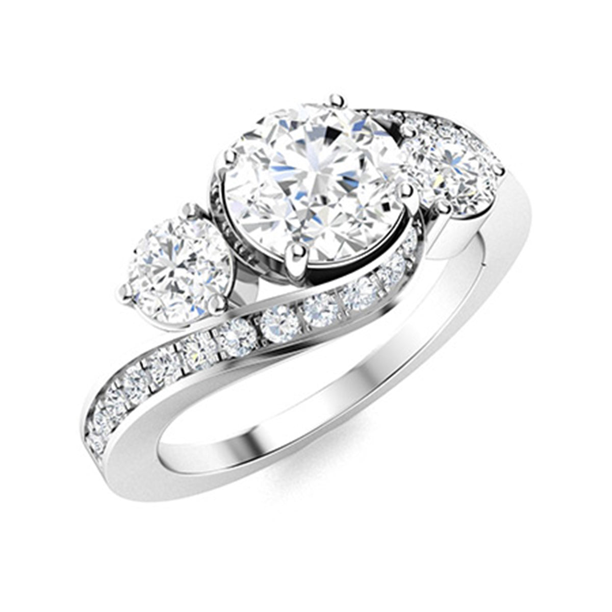 Moissanite Three-Stone Engagement Ring – Sterling Silver