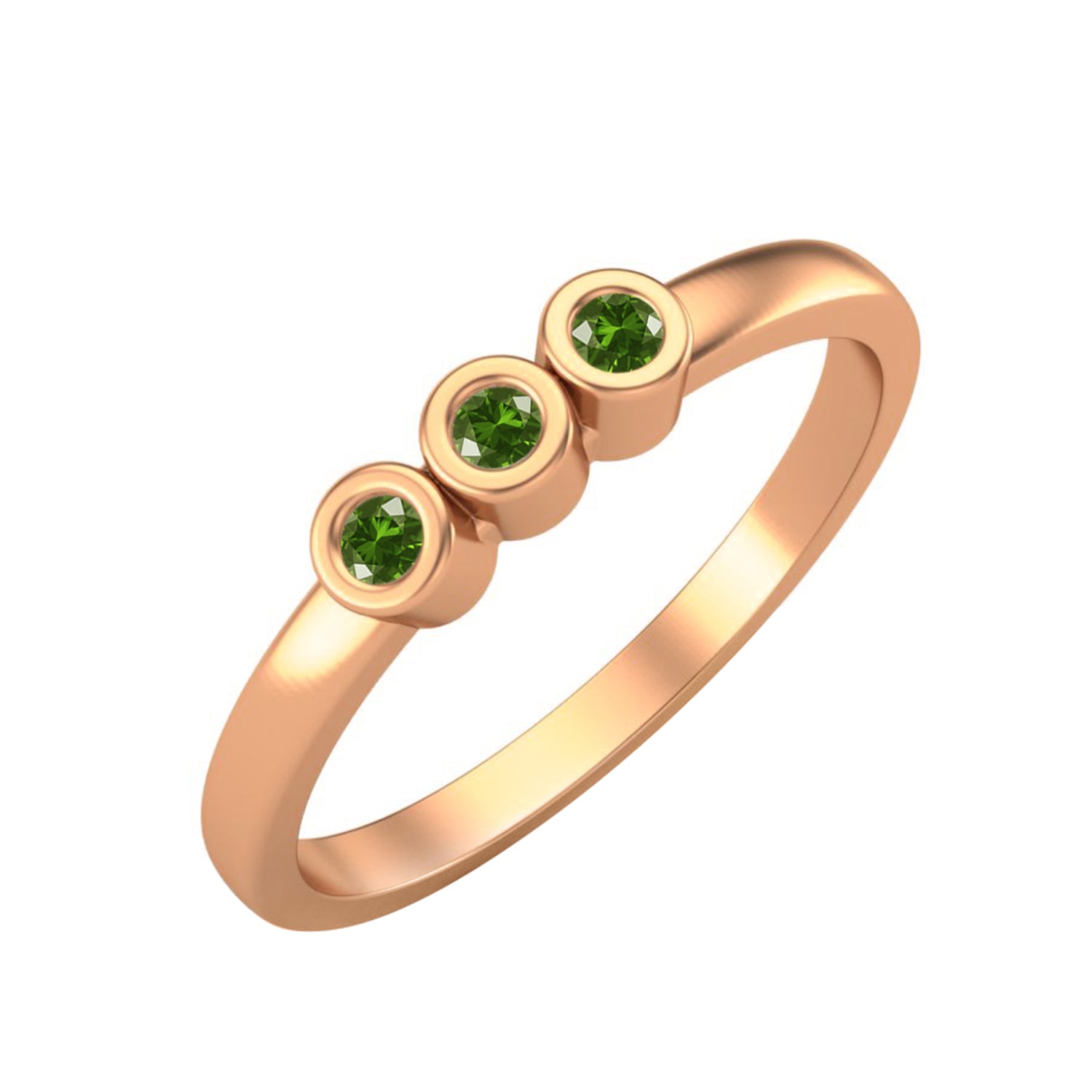 Peridot Three Stone Ring – 14K Yellow Gold