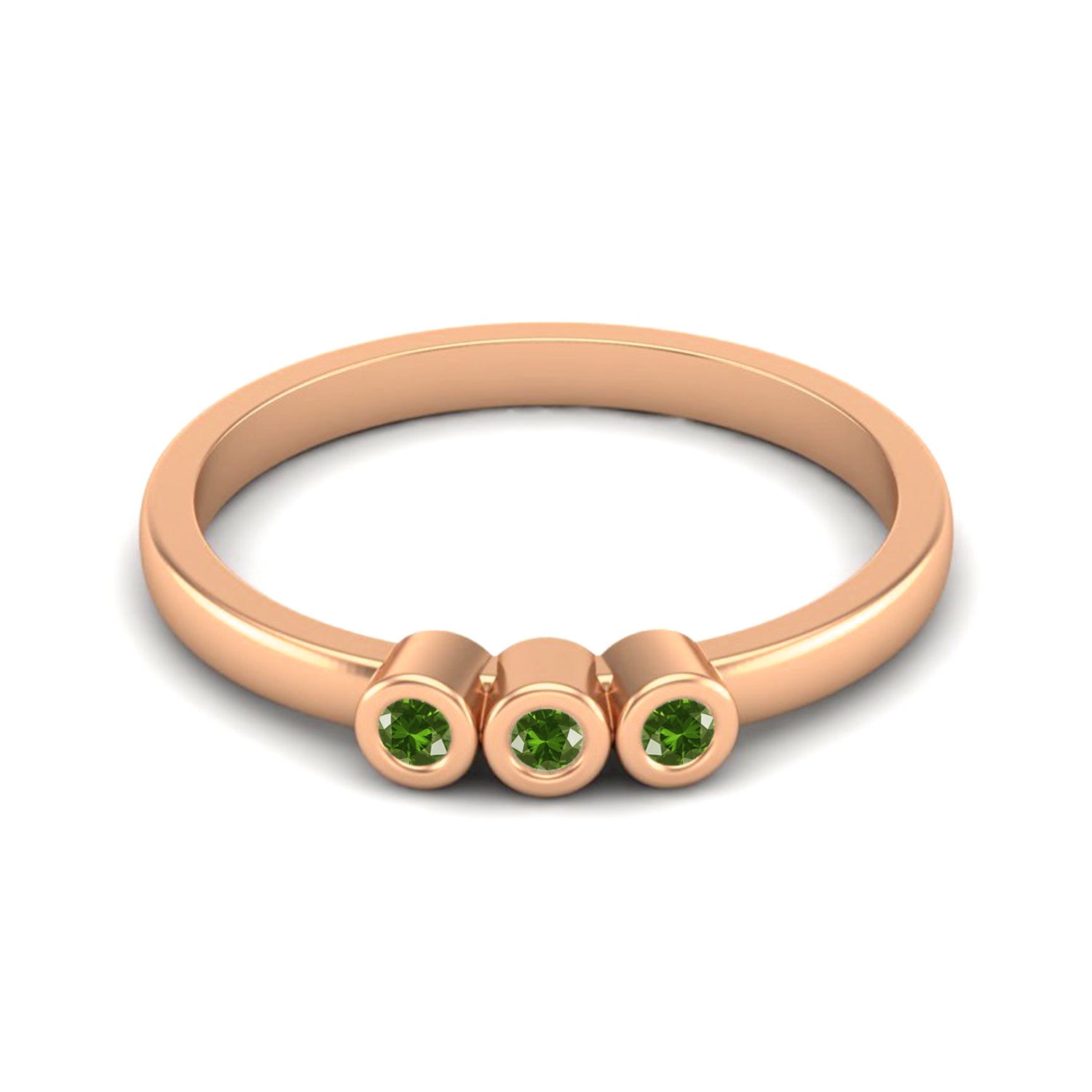 Peridot Three Stone Ring – 14K Yellow Gold