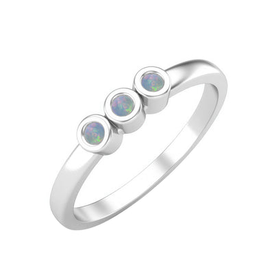 Natural Opal Dainty Wedding Ring Unique Minimalist Bridal Ring Women Bezel Set Engagement Ring