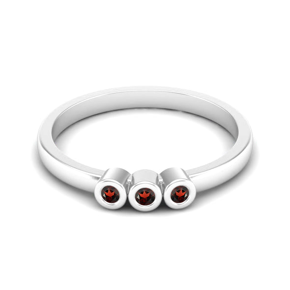 925 Sterling Silver Red Garnet Bridal Ring Vintage Bezel Set Delicate Wedding Ring For Women
