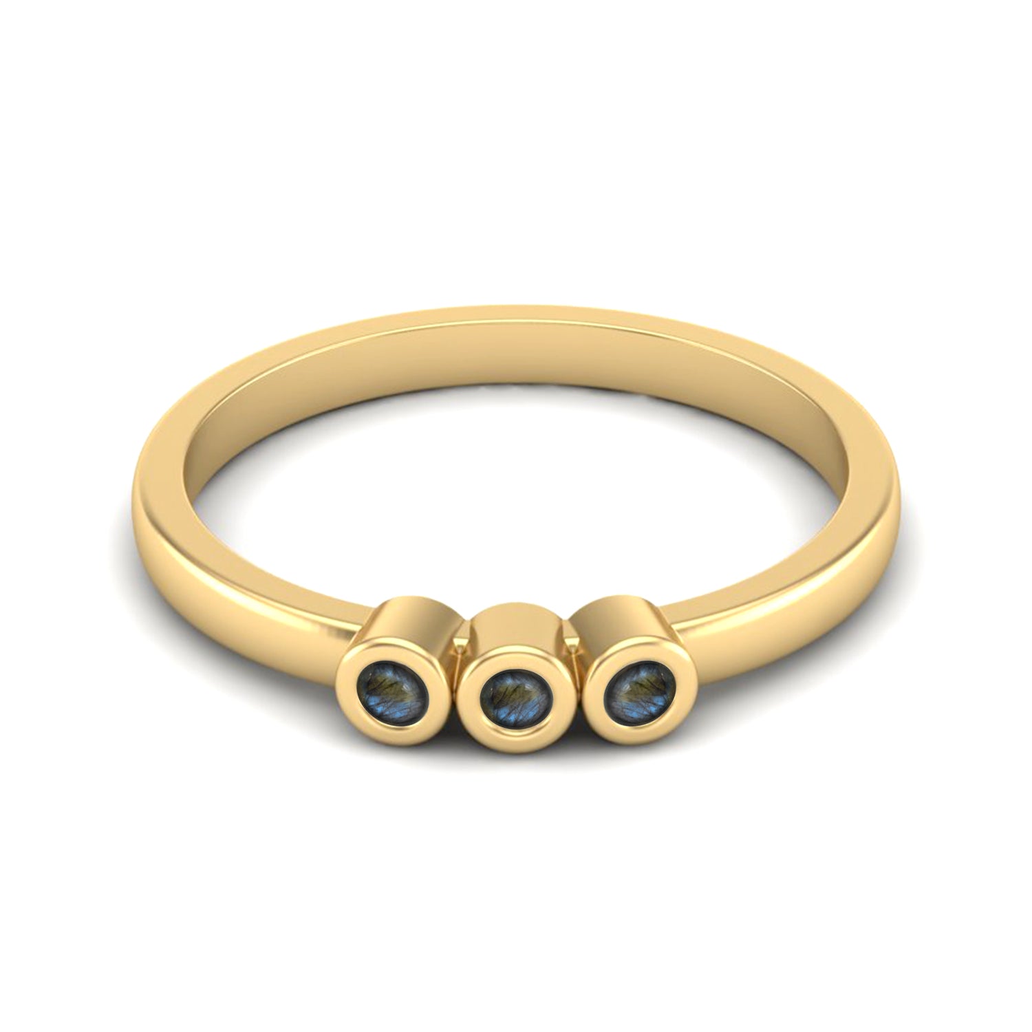 Labradorite Three Stone Minimalist Ring - Sterling Silver