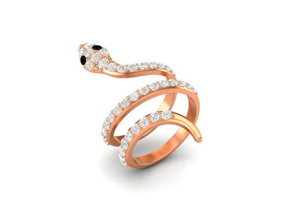 Vintage Twisted Black Spinel Cobra Snake Ring Antique Statement Wedding Ring Unique Bridal Ring