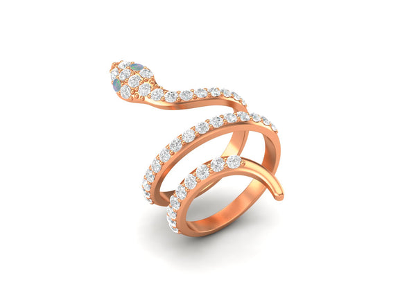925 Sterling Silver Opal Cobra Snake Wedding Ring Vintage Statement Bridal Ring