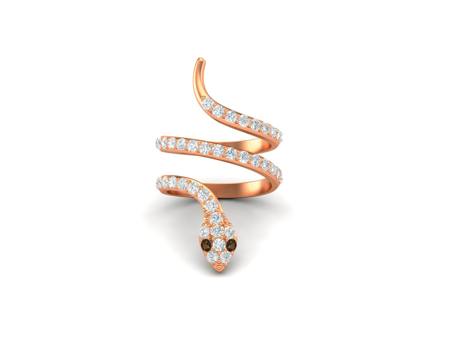 Smoky Quartz Eyes Cobra Snake Ring – Sterling Silver
