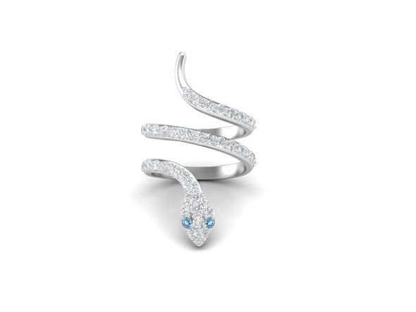 Twisted Blue Topaz Cobra Snake Wedding Ring Vinatge Statement Engagement Ring 925 Sterling Silver Ring