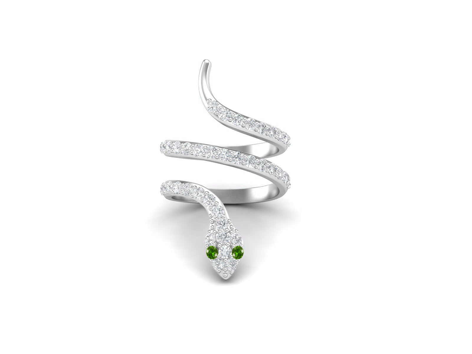 Emerald Eyes Cobra Snake Ring – Sterling Silver