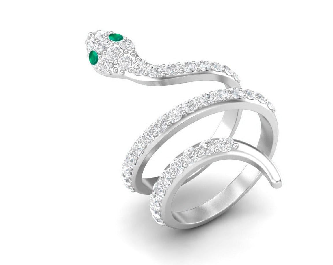 Anello nuziale in onice verde intrecciato, anello nuziale in argento sterling 925 con serpente