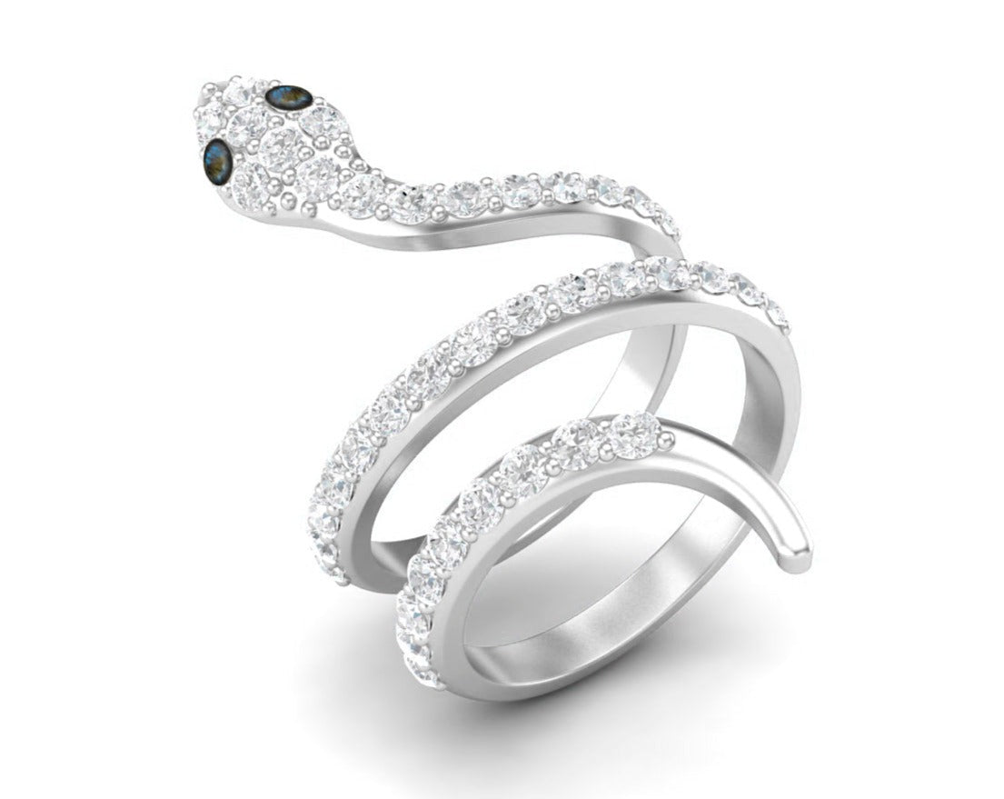 Anello di fidanzamento in argento sterling 925 con labradorite, anello di promessa nuziale con serpente unico