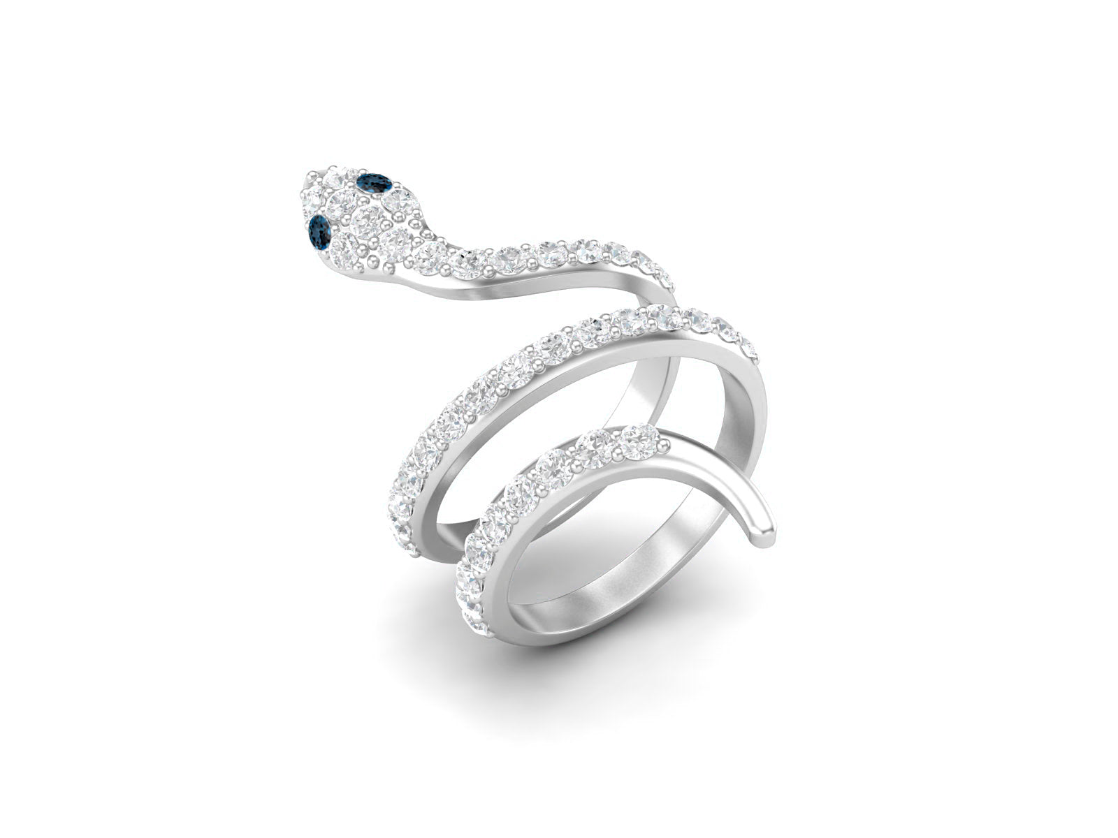 London Blue Topaz Eyes Snake Wrap Ring – Sterling Silver