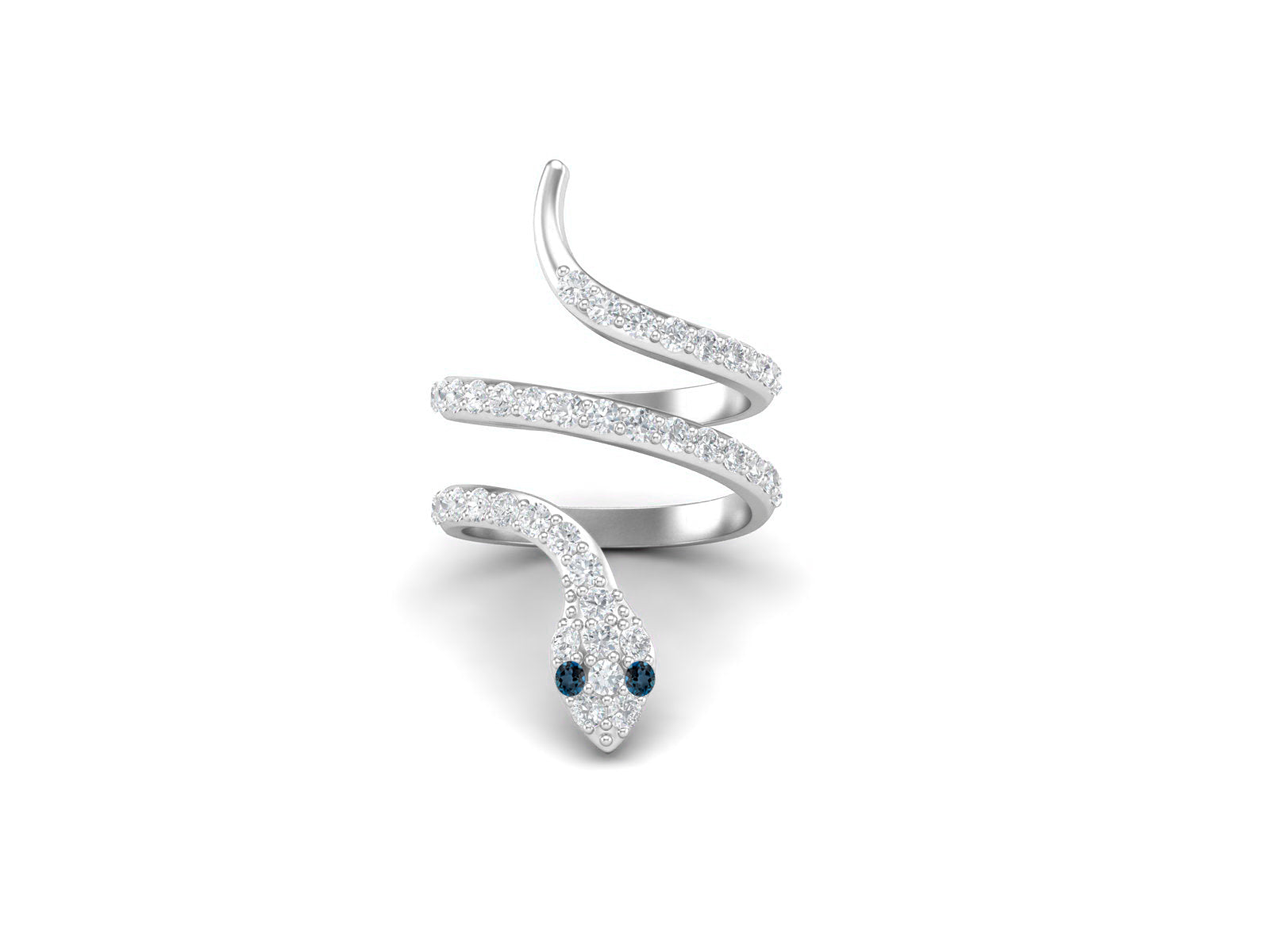 London Blue Topaz Eyes Snake Wrap Ring – Sterling Silver