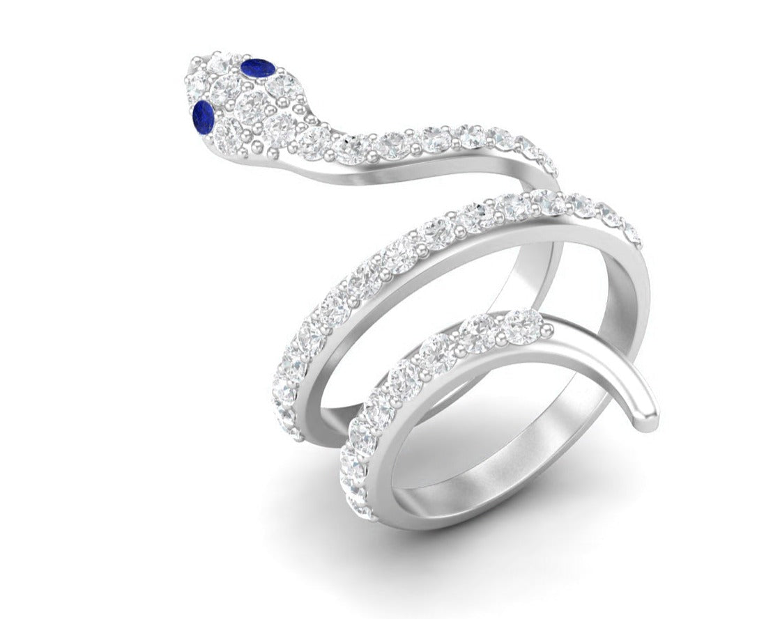 Anello nuziale in argento sterling 925 con serpente intrecciato e lapislazzuli