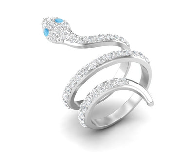 Vintage Cobra Snake Larimar Wedding Ring 925 Sterling Silver Bridal Promise Ring
