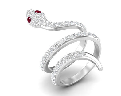 Twisted Ruby Cobra Snake Wedding Ring Vintage Wrap Stacking Statement Engagement Ring