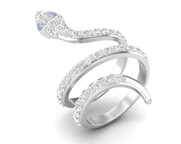 Vintage Moonstone Engagement Ring Unique Cobra Snake Wedding Ring 925 Sterling Silver Bridal Ring