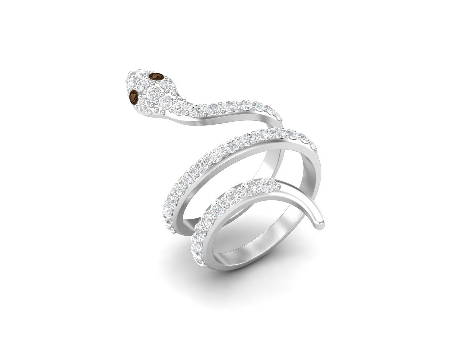 Anello di fidanzamento con quarzo fumé a forma di serpente intrecciato, anello di nozze in argento sterling 925