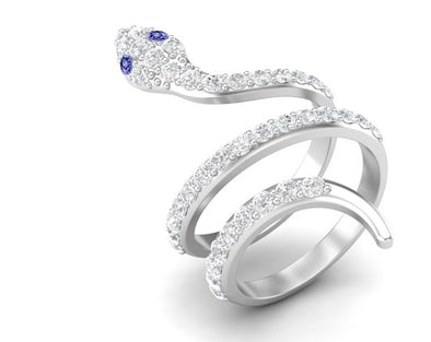925 Sterling Silver Tanzanite Wedding Ring Twisted Snake Engagement Ring