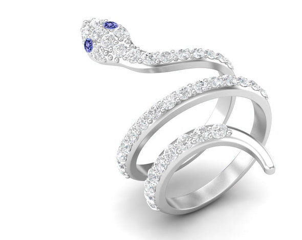 925 Sterling Silver Tanzanite Wedding Ring Twisted Snake Engagement Ring