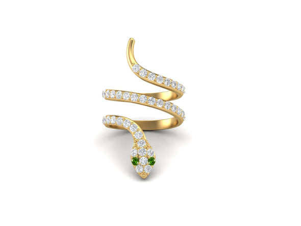 Cobra Snake Twisted Emerald Wedding Ring 925 Sterling Silver Bridal Ring Vintage Promise Ring