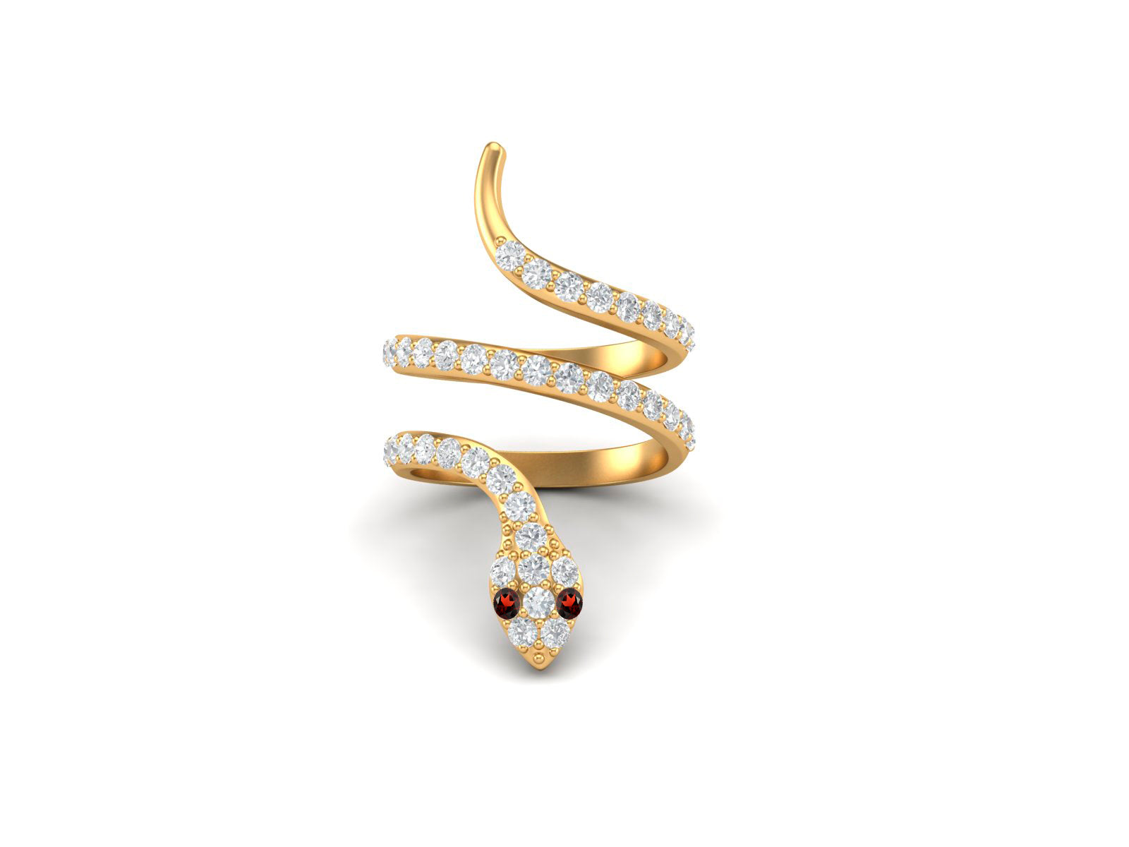 Garnet Eyes Snake Coil Multi Band Ring – Sterling Silver