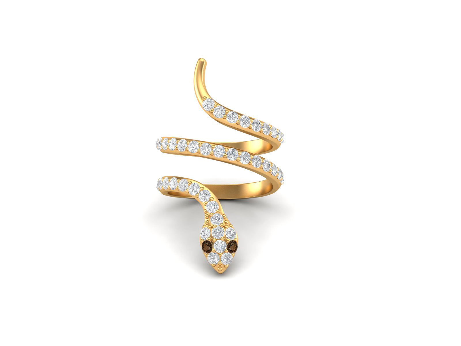 Smoky Quartz Eyes Cobra Snake Ring – Sterling Silver