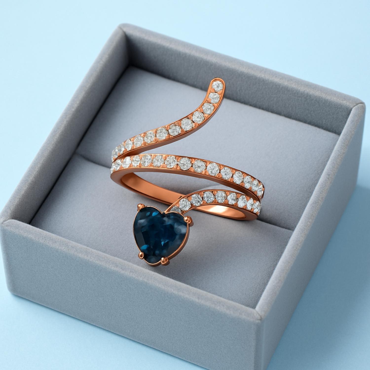 London Blue Topaz Twisted Wrap Design Ring – Sterling Silver