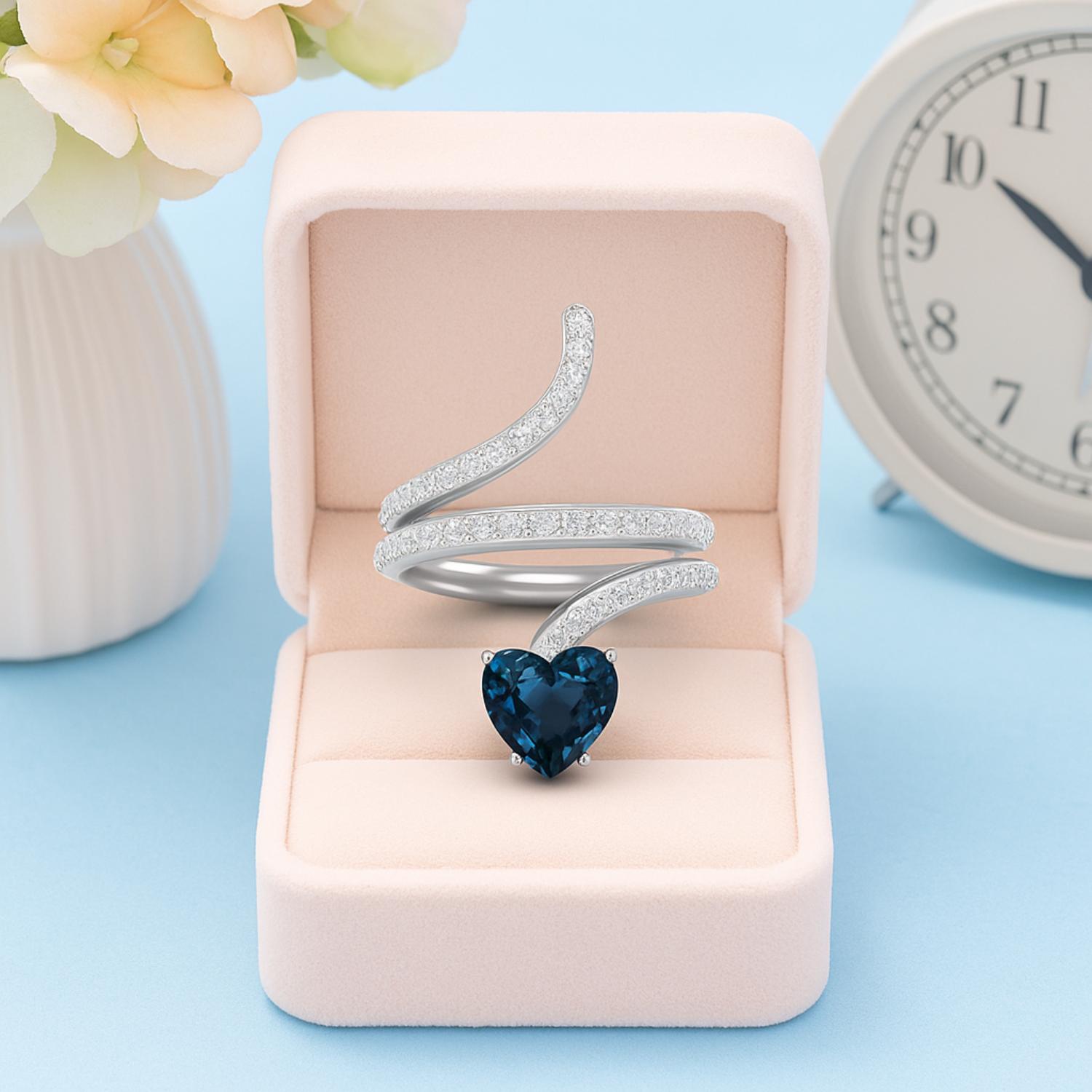 London Blue Topaz Twisted Wrap Design Ring – Sterling Silver