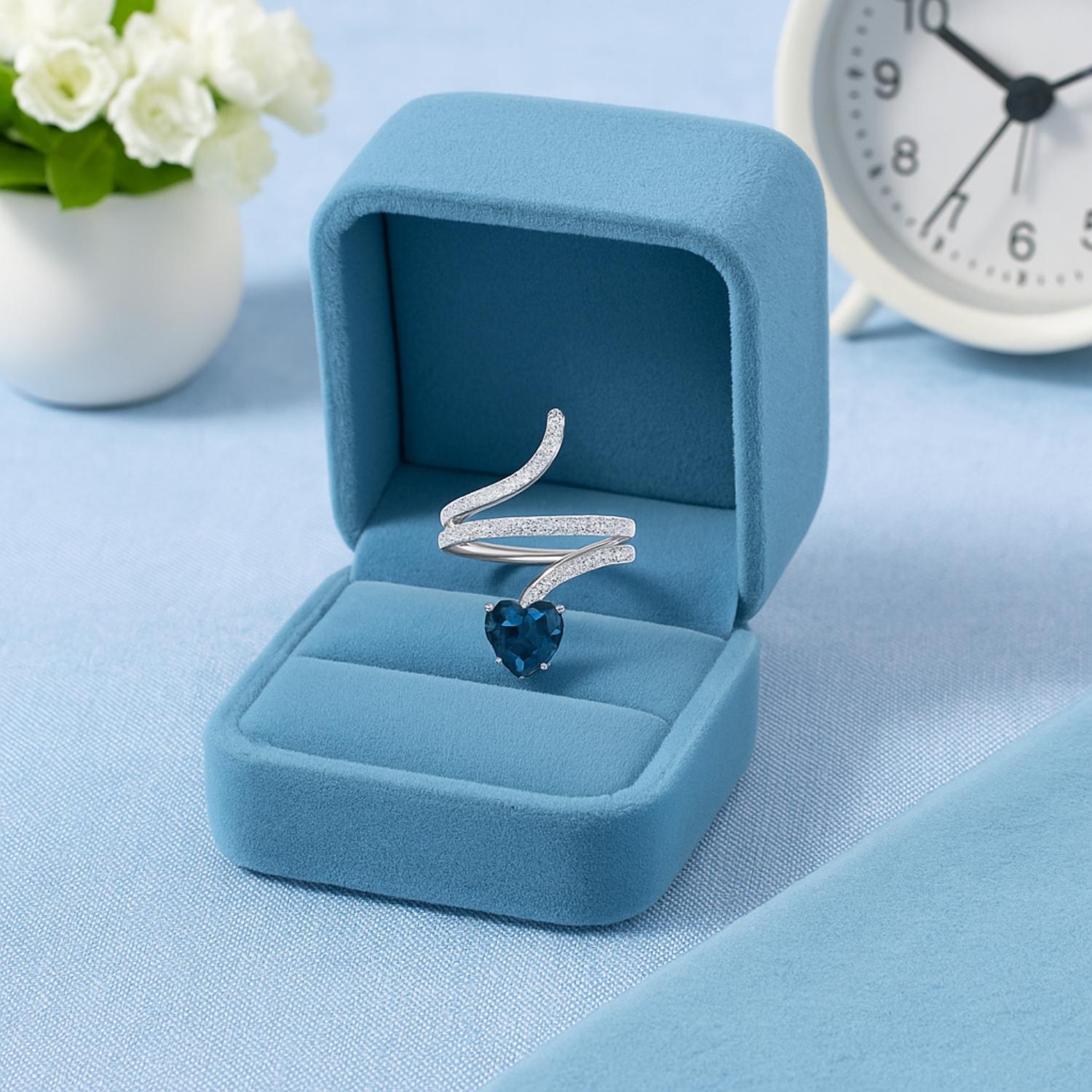 London Blue Topaz Twisted Wrap Design Ring – Sterling Silver