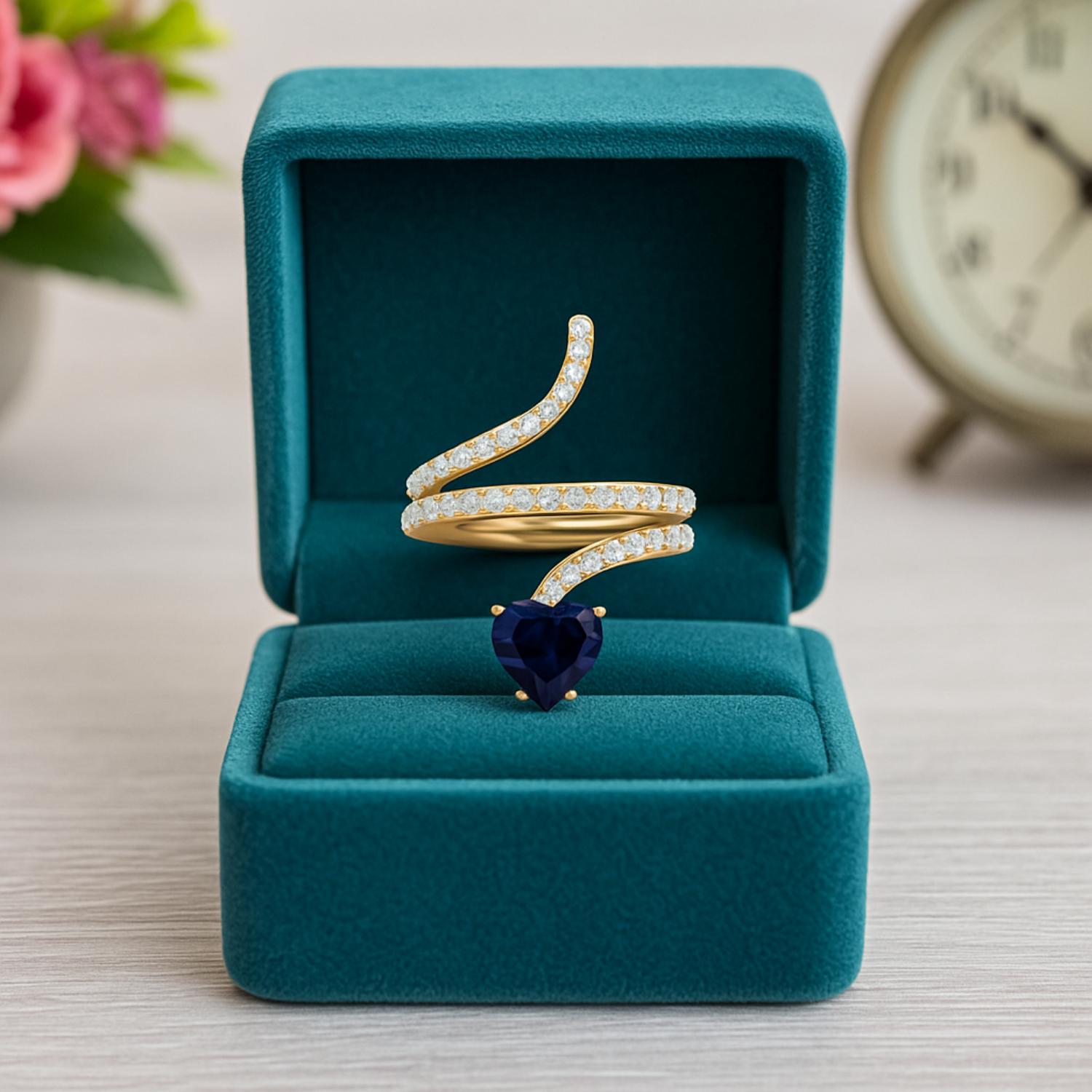 Black Spinel Snake Ring – Sterling Silver