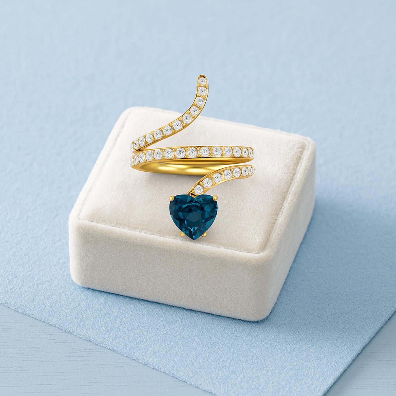 London Blue Topaz Twisted Wrap Design Ring – Sterling Silver