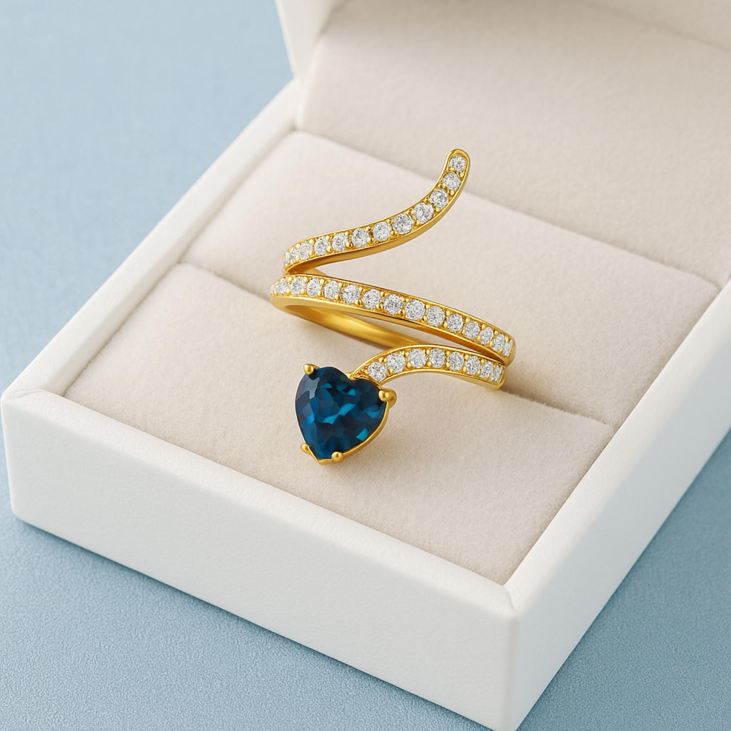 London Blue Topaz Twisted Wrap Design Ring – Sterling Silver