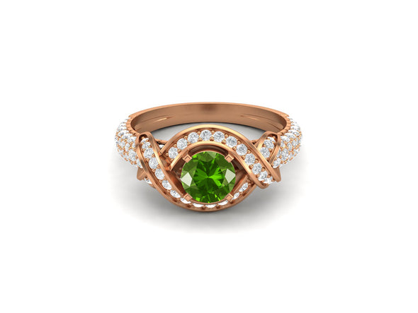 925 Sterling Silver Emerald Wedding Ring 6mm Round Shaped Gemstone Ring