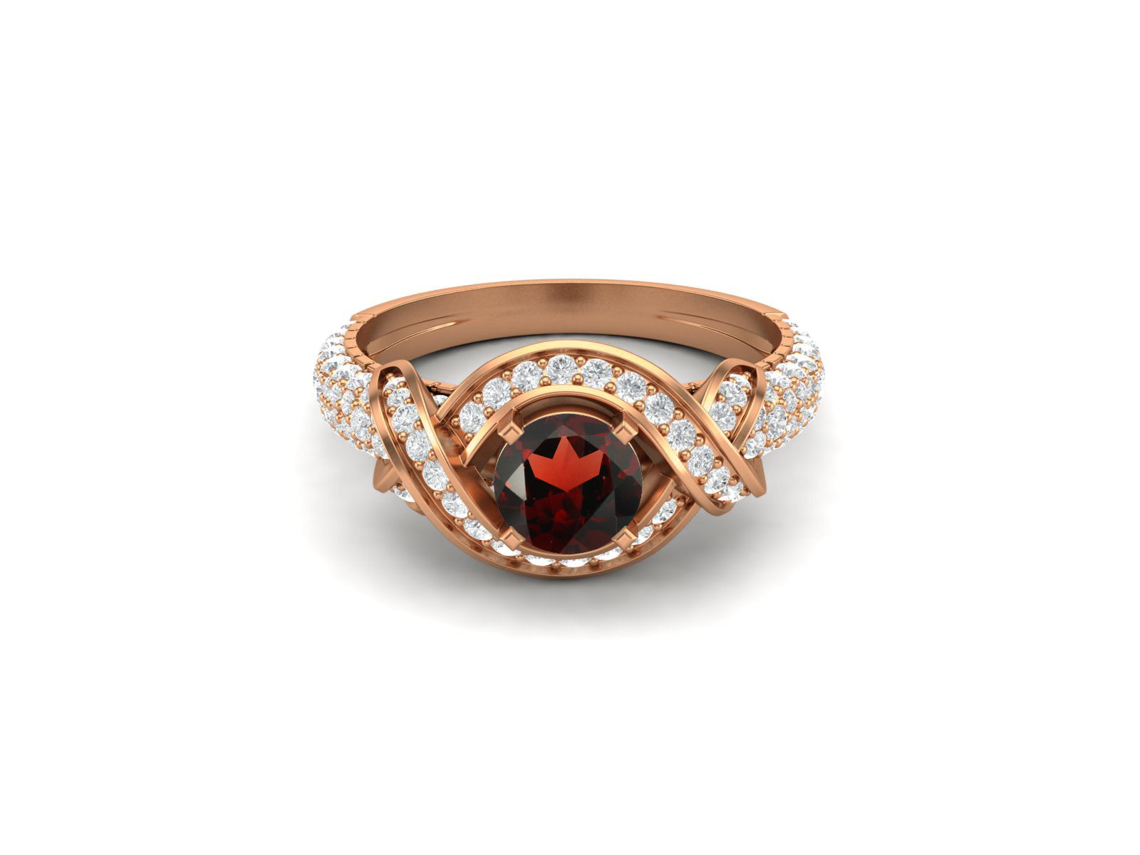 Vintage Red Garnet Wedding 925 Sterling Silver Bridal Ring For Her