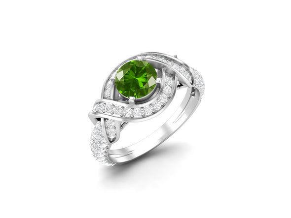 925 Sterling Silver Emerald Wedding Ring 6mm Round Shaped Gemstone Ring