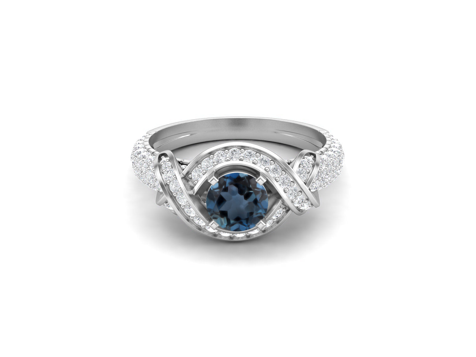 London Blue Topaz Infinity Twist Band Ring – Sterling Silver
