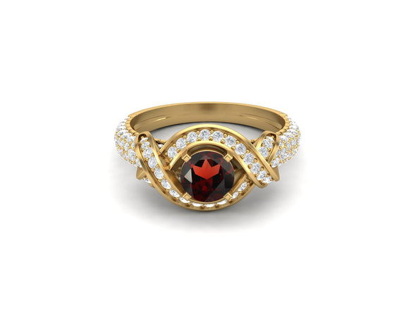 Vintage Red Garnet Wedding 925 Sterling Silver Bridal Ring For Her