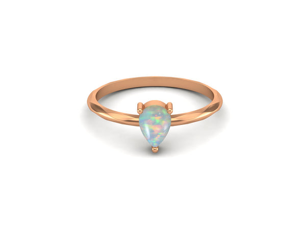 Pear Shaped Opal Engagement Ring Vintage Solitaire Bridal Anniversary Ring