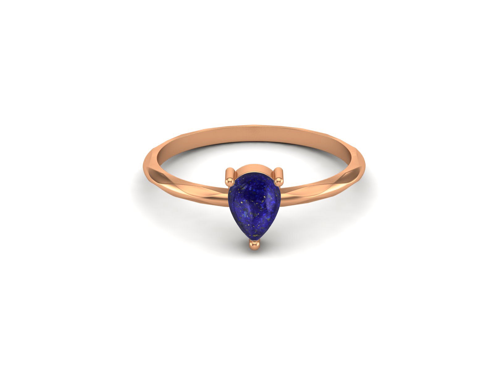 Lapis Lazuli Minimalist Solitaire Ring - Sterling Silver