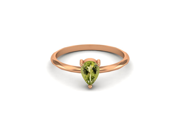 925 Sterling Silver Peridot Promise Ring Solitaire Wedding Ring Pear Shaped Engagement Ring
