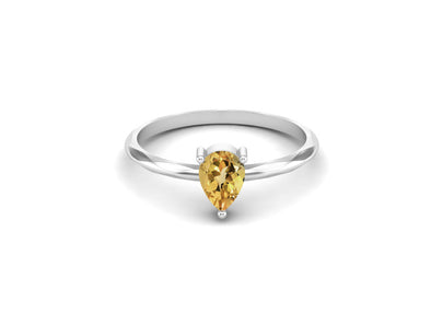 Pear Shaped Citrine Promise Ring 925 Sterling Silver Solitaire Wedding Ring