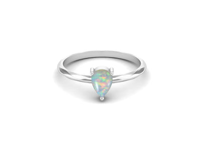 Pear Shaped Opal Engagement Ring Vintage Solitaire Bridal Anniversary Ring