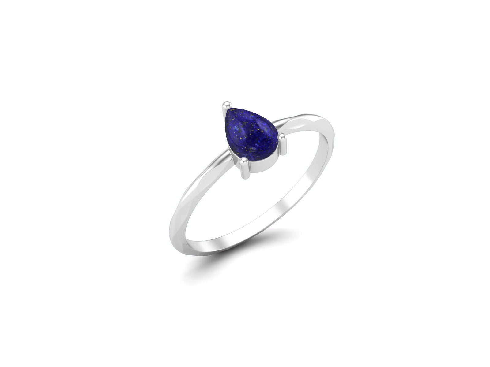 Lapis Lazuli Minimalist Solitaire Ring - Sterling Silver