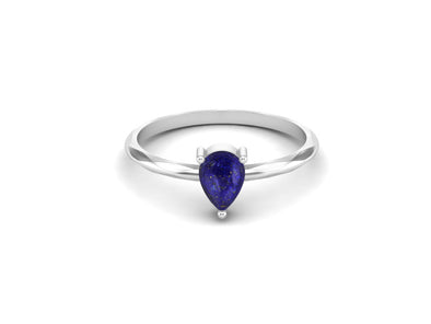 Unique Solitaire Lapis Lazuli Wedding Ring 925 Sterling Silver Engagement Ring