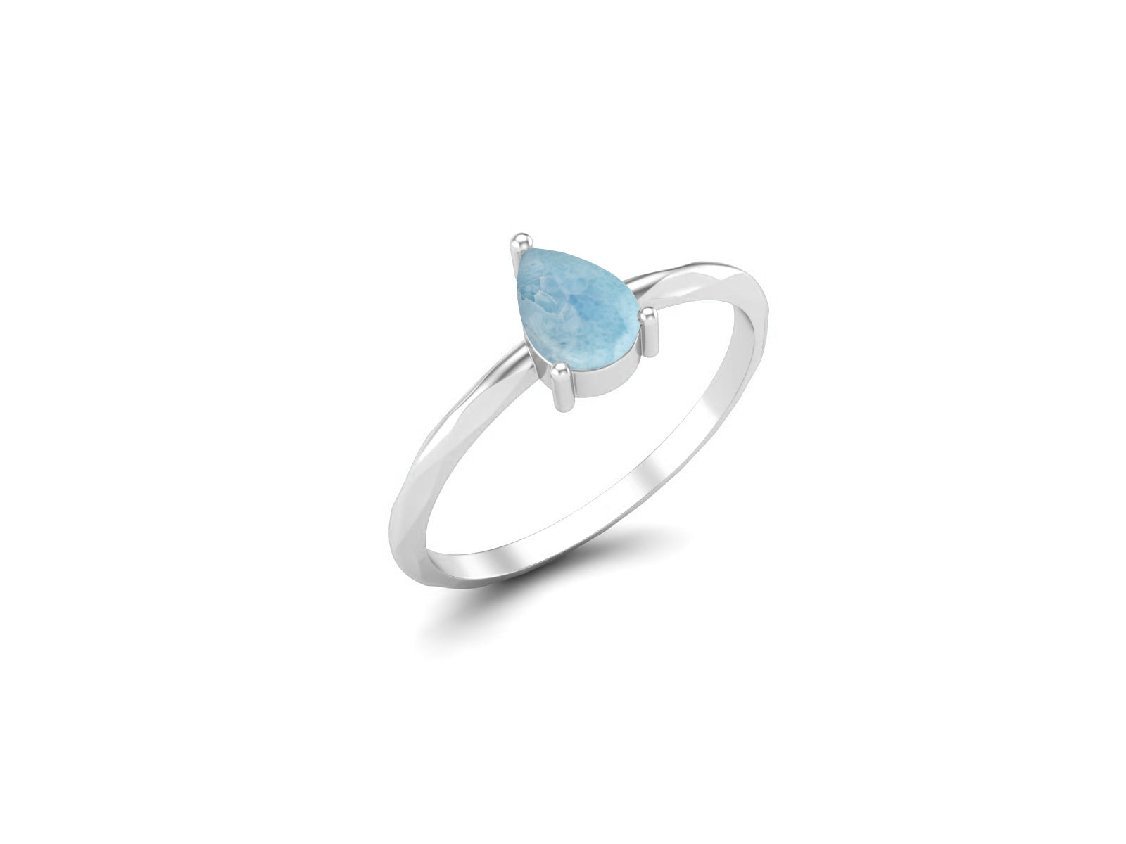 Larimar Minimalist Solitaire Ring - Sterling Silver