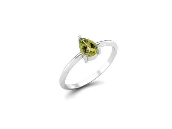 925 Sterling Silver Peridot Promise Ring Solitaire Wedding Ring Pear Shaped Engagement Ring