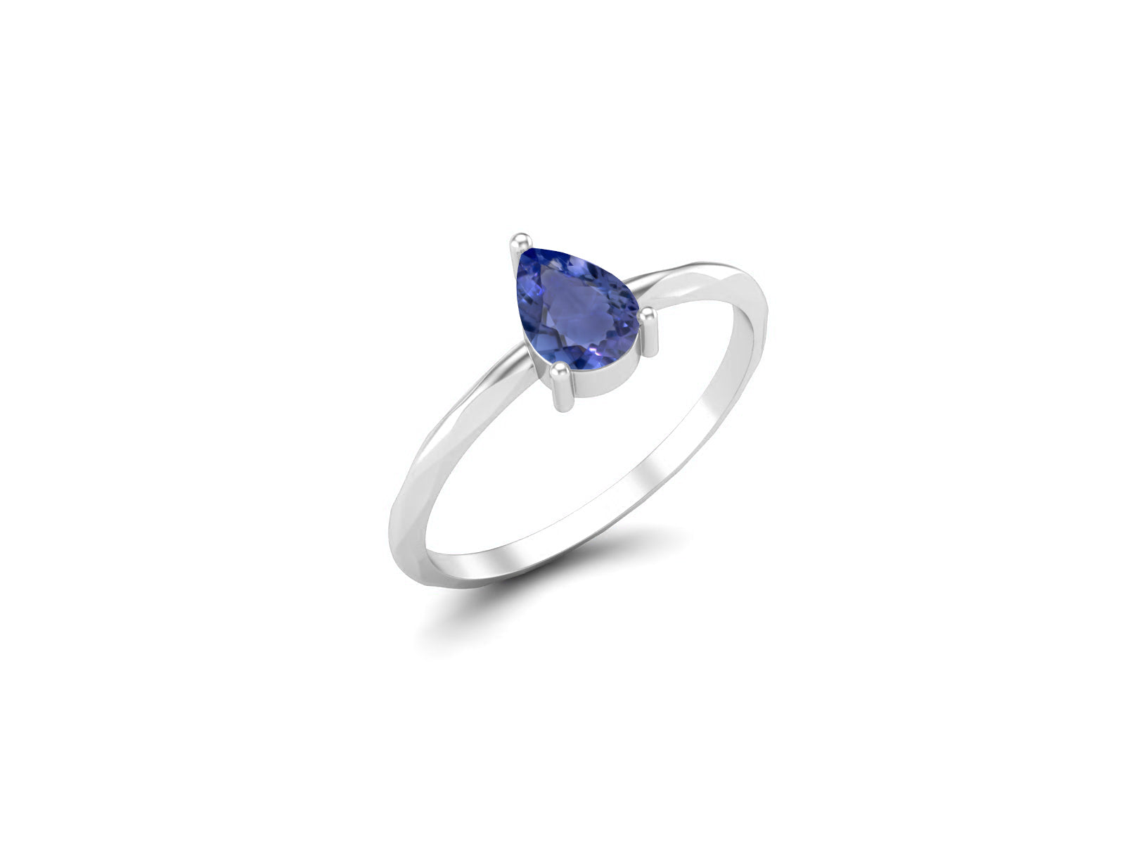 Tanzanite Minimalist Solitaire Ring - Sterling Silver
