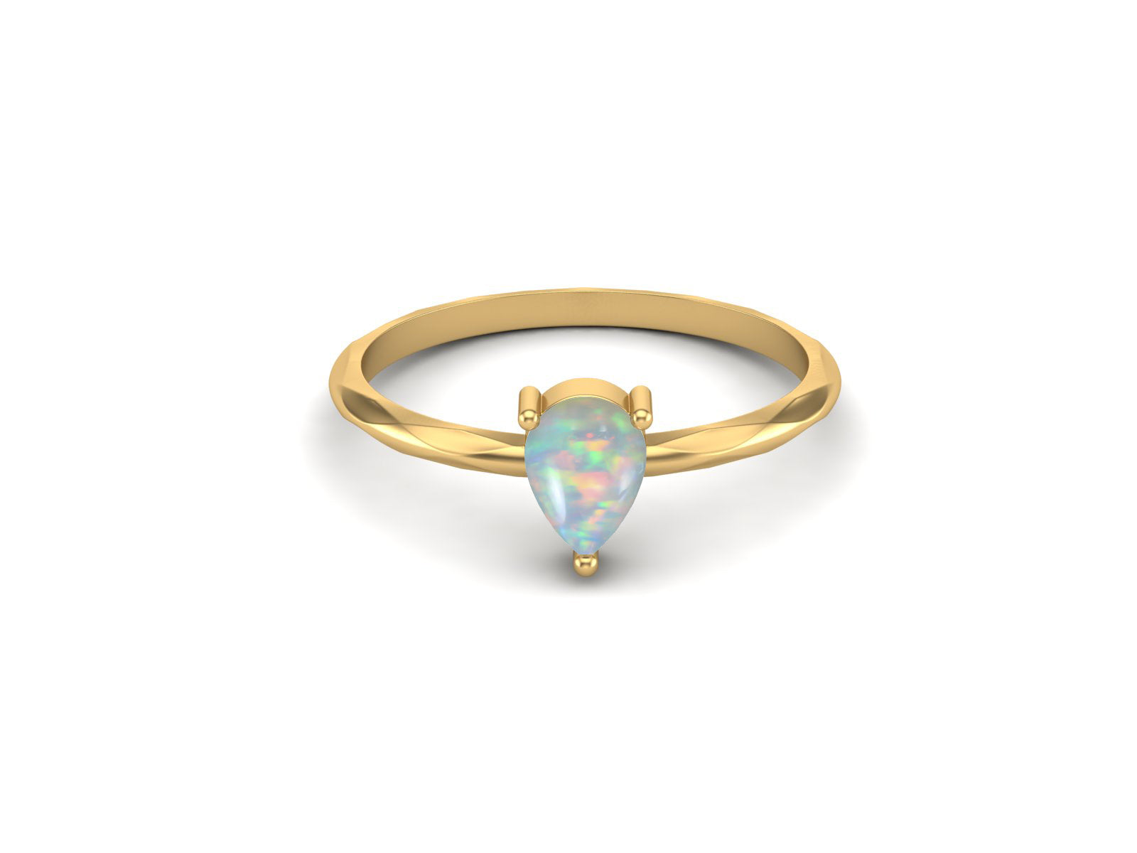 Opal Minimalist Solitaire Ring - Sterling Silver